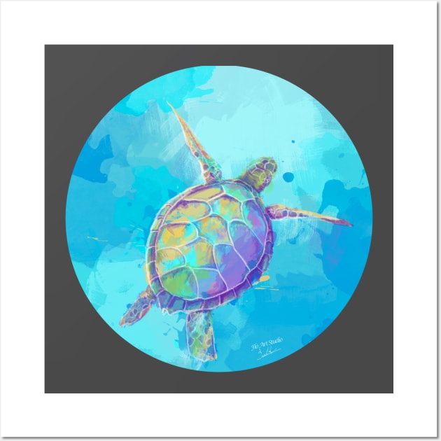 When The Sea Dreams - Sea Turtle Wall Art by Flo Art Studio